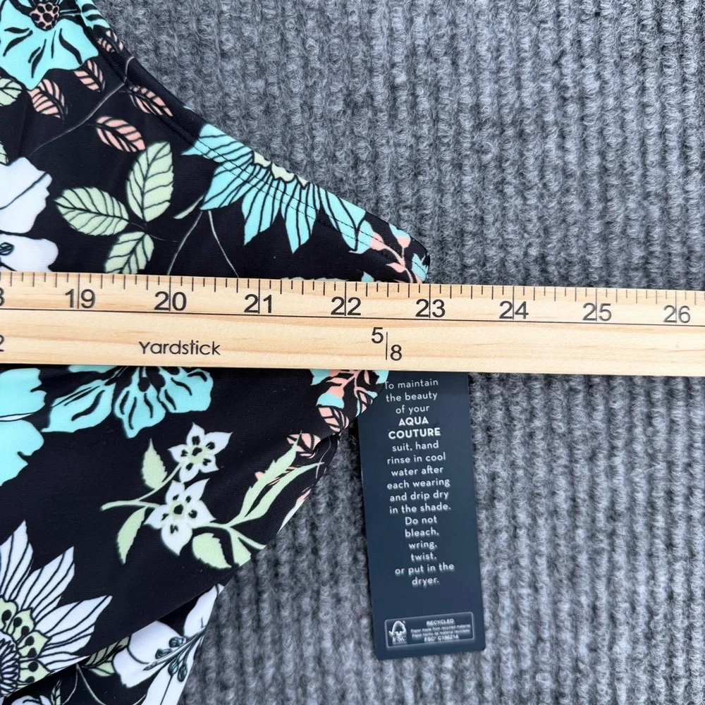 NWT Plus Size Floral Wrap‎ One Piece Swimsuit Ruffle Tummy Control 3X